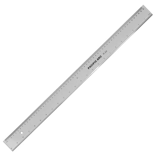 Pacific Arc 24 Inch Ruler Clear Plastic, Graduations in Inches and Centimeters
