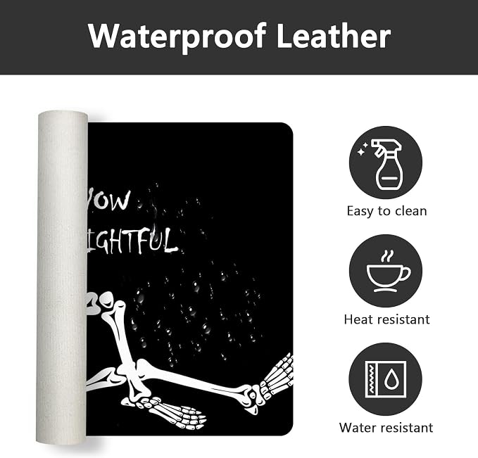 Britimes Black Skull Frame Desk Mat Funny Skeleton Deak Pad Non-Slip PU Leather Large Keyboard Mouse Pad Office Desktop Accessories for Office,Work,Home Decor(31.5"X15.7")