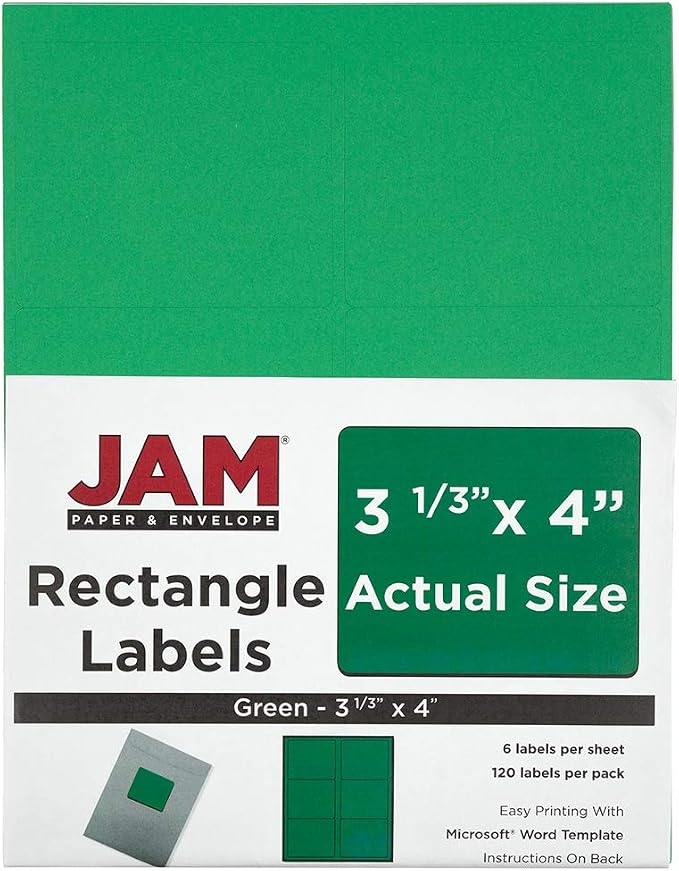 JAM PAPER Shipping Address Labels - Large - 3 1/3 x 4 - Green - 120/Pack