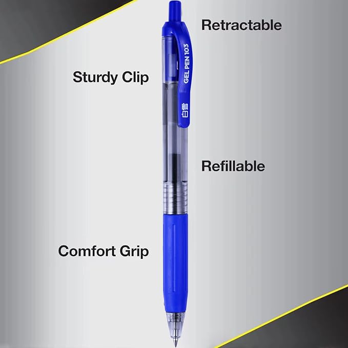 EYEYE G-103 0.5mm Gel Pens, 5 Black 5 Blue, Extra Fine Point Pen | Retractable, Quick Drying, Ballpoint Pen Fine Point Smooth Writing Pens for Office School Supplies