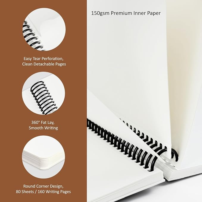 Hardcover Sketchbook,7.2"x8.3"Spiral Bound Drawing Pad,Plaid Patchwork | 150gsm(92lb)Acid-Free Thick Paper,Blank Art Journal for Adults,Artists&Beginners,Ideal for Sketching,Doodling and Mixed Media