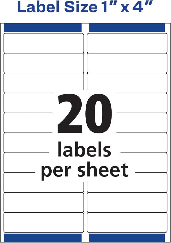 Avery Printable Address Labels, Sure Feed Technology, 1" x 4", Matte Clear, 200 Blank Mailing Labels (18661)