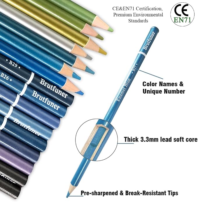 LBW 50 Metallic Colored Pencils Set Metallic Pastel Pencils for Adults Coloring Beginners Artists