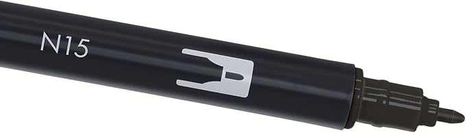 Tombow Dual brush-n15 – Double Brush Tip Marker, Black