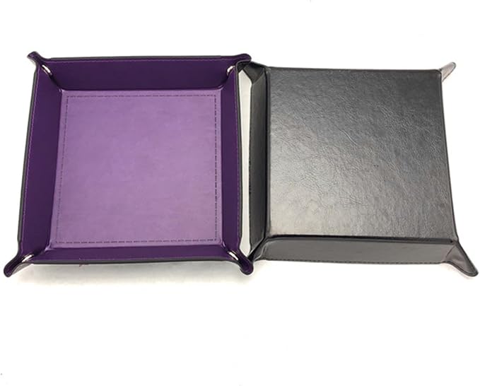 Valet Tray Desktop Storage Organizer – Vegan Leather Catchall Tray Bedside Vanity Tray Nightstand Caddy Holder for Remote Controller, Watch, Keys, Phone, Wallet, Coin, Jewelry, Purple