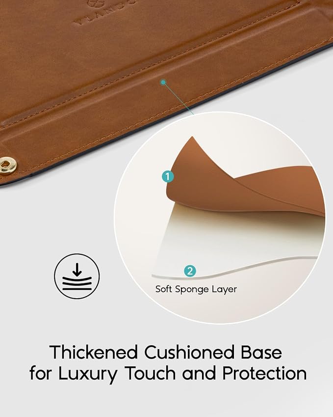 VLANDO Travel Valet Tray for Women, Foldable PU Leather, Light Brown | Travel Catchall Tray, Jewelry Tray and Dresser Organizer for Keys, Wallet, Watch, Glasses, Rings and Small Accessories
