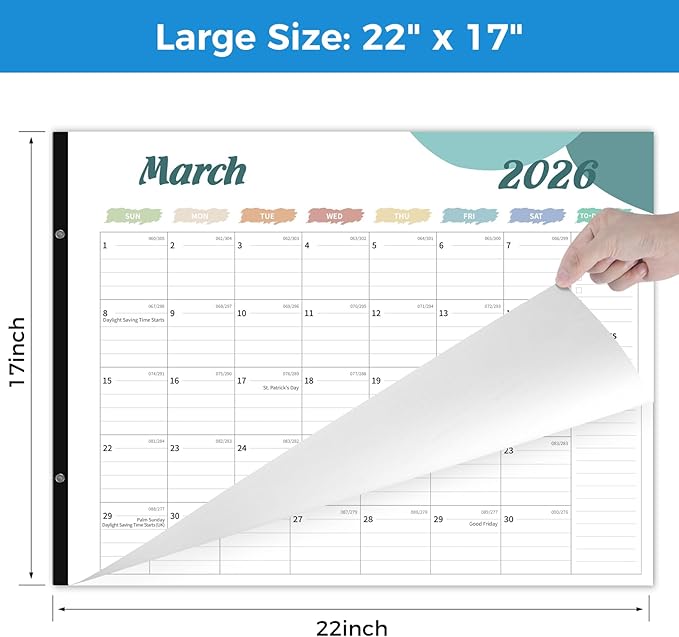 Desk Calendar 2026, Desk Calendar Large 22x17, 18 Months Desk Top Calendar, From January 2026 to June 2027 with To Do & Notes, Holiday & Julian Date for Home, School & Office