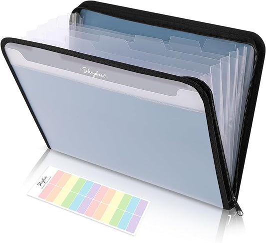 Document Organizer, Accordion Folder with Front Pocket, 7 Pocket Expanding File Folder, Letter Size, Important Document Folder with Double Zipper, School Office Supplies (Blue, 1 Pack)