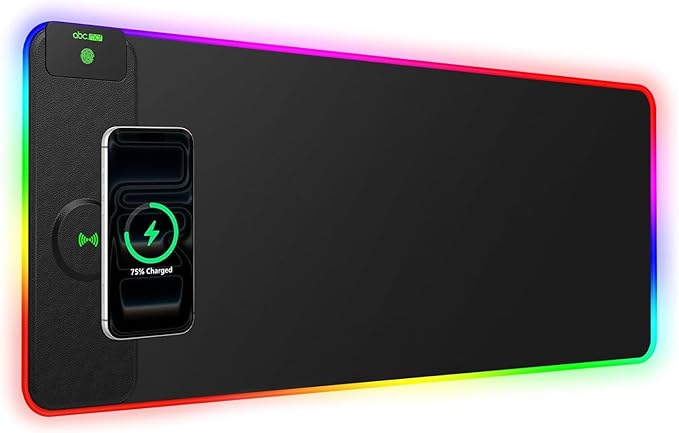 XL RGB Gaming Mouse Pad with 15W Magnetic Wireless Charging, 31.5'' x 11.8'' Extra Large LED Mousepad, 24 Lighting Effects Desk Mat with Non-Slip Rubber Base, Waterproof Ultra-Smooth Surface