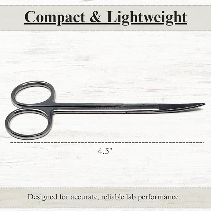 Premium Iris Scissors Micro Dissecting Scissors Curved 4.5" with Fine Sharp Blades Made of Stainless Steel Medical Surgical Tools (Silver)