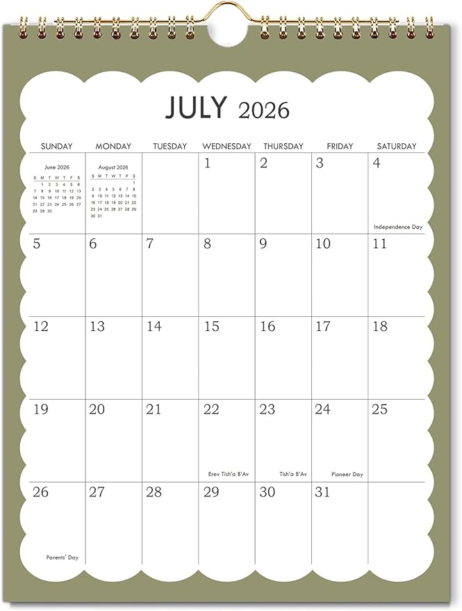 2026 Calendar - 2026-2027 Wall Calendar, July 2026- December 2027, 8.5'' x 11'' Small Calendar, 18-Month Vertical Wall Calendar with Twin-Wire Binding, Hanging Hook & Thick Paper