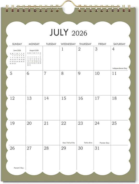 2026 Calendar - 2026-2027 Wall Calendar, July 2026- December 2027, 8.5'' x 11'' Small Calendar, 18-Month Vertical Wall Calendar with Twin-Wire Binding, Hanging Hook & Thick Paper