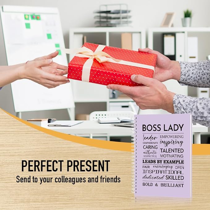 Boss Lady 160 Blank Pages Hardcover Spiral Notebook for Women Boss | New Business Owner Gifts for Boss Female, AppreciationPresentfor Women Entrepreneurs, Boss Day Women's Day Gifts