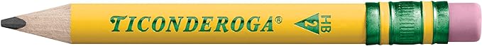 Ticonderoga My First Half-Size Wooden Pencils, 12 Pencils/Pack, 1 Pack | Large Triangle-Barrel Pre-Sharpened #2 (HB) Short 4.5" Yellow Pencils with Erasers, X33012