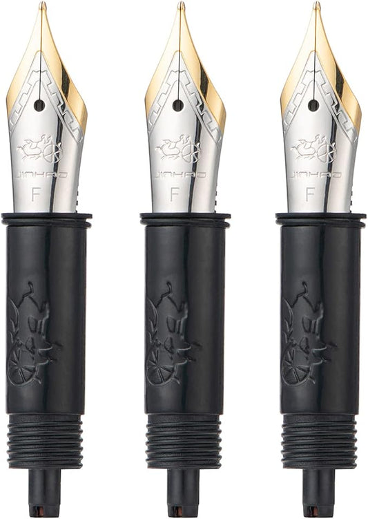 Set of 3 Jinhao 82 Fountain Pen Medium Nib with Black Section Feed Gold Trim-Compatible with Jinhao 82, 88, 95, 82 Mini, 92, 100 Mini Fountain Pen