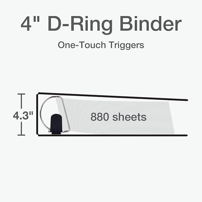 Oxford 3 Ring Binders, Durable Binders for School and Office, 4 Inch, ONE-Touch Easy Open D Rings, View Binder Covers, 4 Interior Pockets, PVC-Free, Holds 880 Sheets, White, 2 Pack (79921)