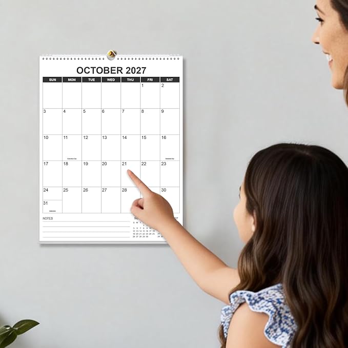 2026-2027 Wall Calendar - Runs from July 2026 until December 2027, Hanging Wall Calendar 2026-2027 for Easy Organizing, Vertical Calendar, 8.5" x 11", Black