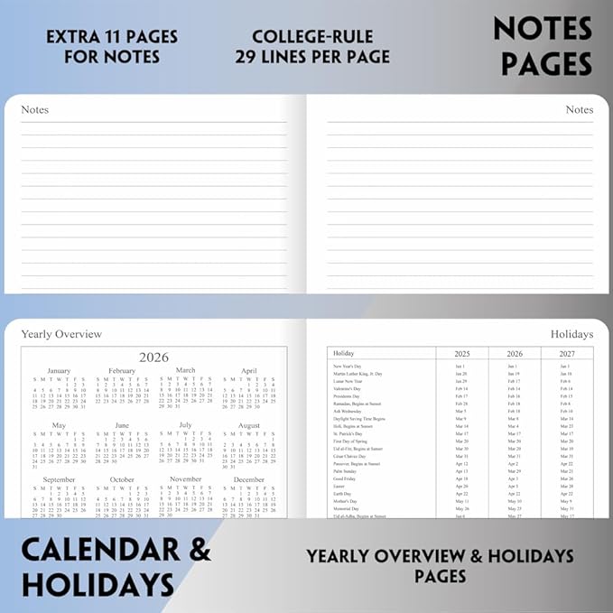 26-27 Academic Planner - Weekly and Monthly Planner, Jul 2026 - Jun 2027, Vegan Leather Cover, Elastic Closure, 8.5"x11", Teal