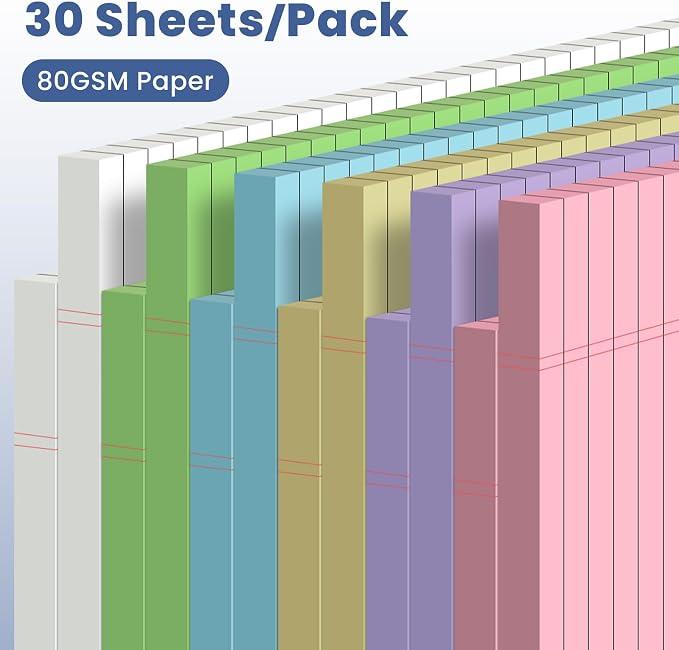 12pcs Small Note Pads, Colored Notepads 5x8 College Ruled Notebook, Writing Pads 5 x 8, Legal Pads, Pad Paper Perforate Notebooks for Work, Message, School, Office Supplies,30 Sheets/Pack