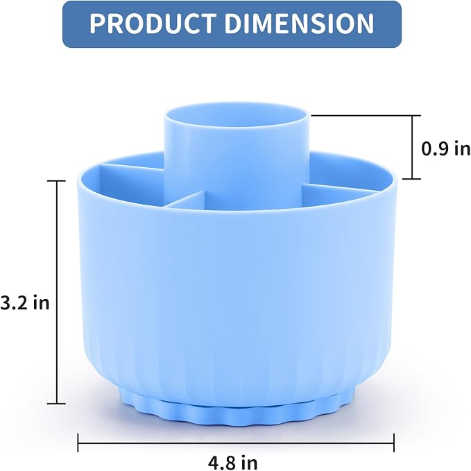 Marbrasse Desk Organizer, 360-Degree Rotating Pen Pencil Holder, Desk Organizers and Accessories with 5 Compartments Pencil Organizer, Art Supply Storage Box Caddy (Sapphire Blue)
