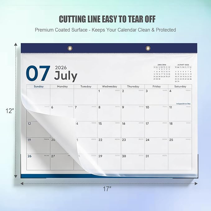 COMIX Desk Calendar 2026-2027, 17" x 12" Monthly Desktop Planner Pad with Frosted Cover, 18 Months July 2026 to December 2027, Thick 120 GSM Paper for Office School Home,3 Pack