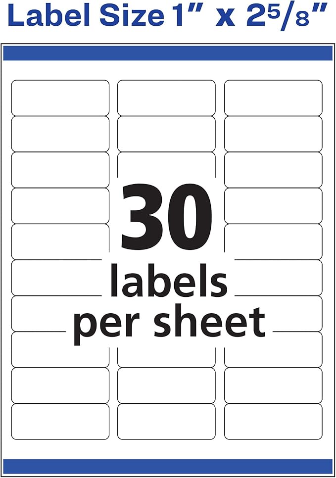 Avery Matte White Address Labels, Sure Feed Technology, Permanent Adhesive, 1" x 2-5/8", 600 Labels (8250) (Pack of 5)