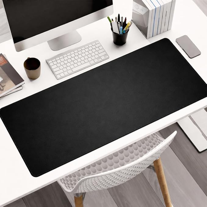 Large Desk Mat 47" x 23" – Premium PVC Leather Desk Pad, Non-Slip Office & Home Workspace Mat, Water-Resistant Writing Surface, Large Desk Protector for Laptop, Keyboard & Mouse (Black)