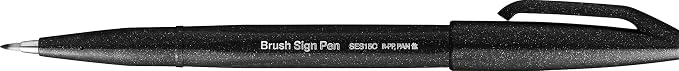 Pentel Fude Touch Sign Pen, Black, Felt Pen Like Brush Stroke (SES15C-A)