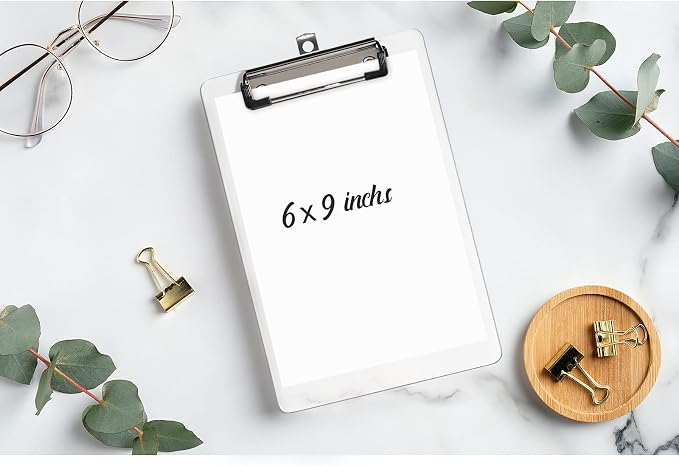 Hongri Plastic Small Clipboard, Clear A5 Memo Size Clip Board | Mini Size 6 x 9 in for Students, Teacher, Women, Office & School Supplies
