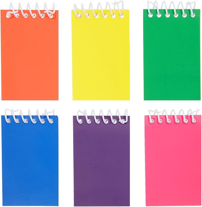 Mini Notepad Set - 24 Pack, 2.25 x 3.5 In, 6 Rainbow Colors - Bulk Pocket Journals for Party Favors & Classroom Rewards
