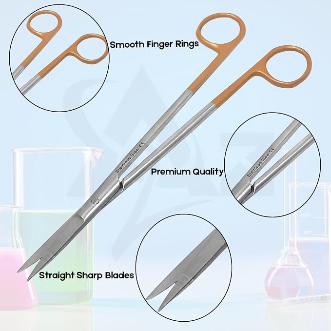 A2Z Iris Micro Tip Scissors 7" Straight, Nurse Essential Shears – Precision Stainless Steel Utility Scissors Suitable for Lab Use, First Aid kits, Training, Crafting, Sewing, Fly Tying & Grooming