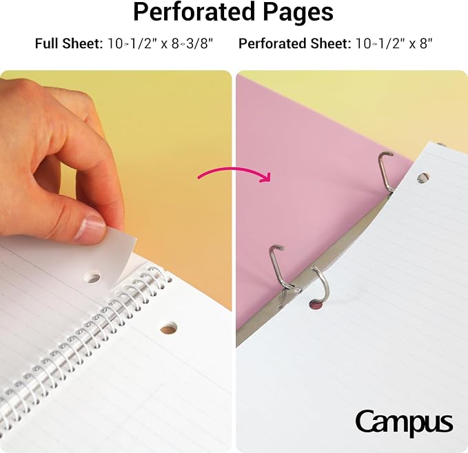 KOKUYO Spiral Notebooks, 3 Pack College Ruled 10-1/2" x 8" Lined Notebook | Campus Subject Notebooks, 80 Sheets, 3 Holes School Japanese Ring Journal for Work Study Note Taking, Yellow Orange Purple