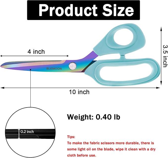 10" Scissors All Purpose, Heavy Duty Scissors for Office | Sharp Blades and Comfort Grip Handle,Suit for Fabric Cutting, Clothing Craft & Sewing Projects, Light Blue