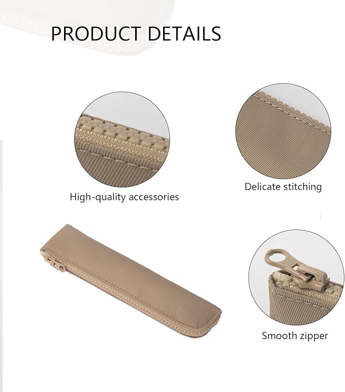Slim Pencil Case Small Pencil Pouch Pen Case (Khaki/OF)