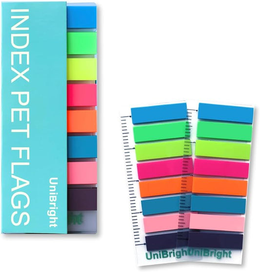 400 pcs Sticky Tabs for Books, Colored Transparent and Writable Page Markers with 4 Inch Ruler, Repositionable Strong Sticky Page Tabs for Bible, Notebook, Office & School