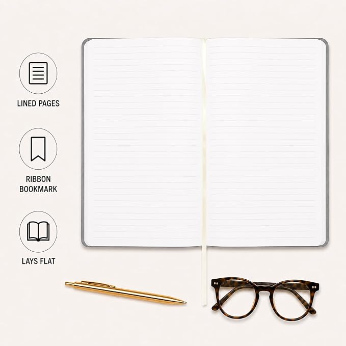 WORLD TRAVELER Large Lined Journal Notebook 256 Ruled White & Ivory Pages | Lay-Flat Binding, Gilded Page Edges Resist Wear, Reinforced Square Corners, Bleed-Resistant Smooth Paper