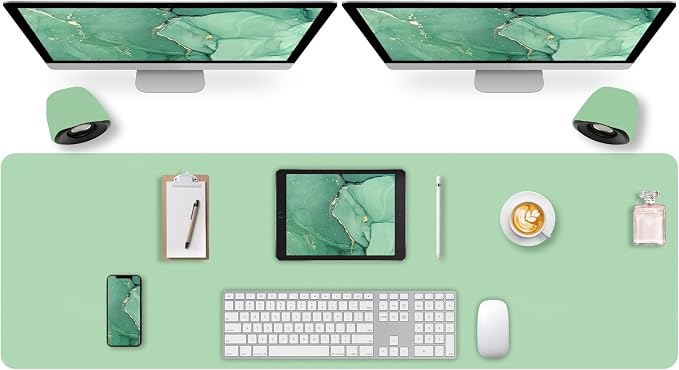 Large Green Desk Mat, Long Mouse Pads for Desks Non-Slip, Waterproof Desk Mat Computer Mat Leather Desk Pad Protector for Office/Study/Home/Decor (47.2" x 16.9")