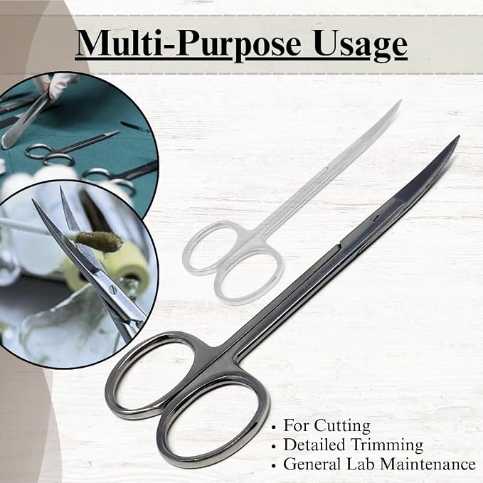 Premium Iris Scissors Micro Dissecting Scissors Curved 4.5" with Fine Sharp Blades Made of Stainless Steel Medical Surgical Tools (Silver)
