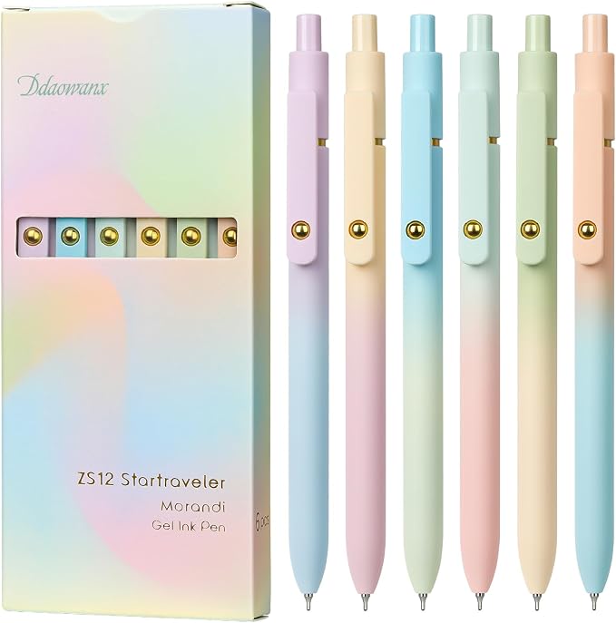 Ddaowanx Gel Pens,0.7mm Quick Dry Black Ink,Fine Point Smooth Writing Pen,Aesthetics Office School Supplies,Gifts for Women,stocking stuffers for teen girls (6 Pcs Gradient, Black)
