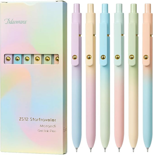 Ddaowanx Gel Pens,0.7mm Quick Dry Black Ink,Fine Point Smooth Writing Pen,Aesthetics Office School Supplies,Gifts for Women,stocking stuffers for teen girls (6 Pcs Gradient, Black)
