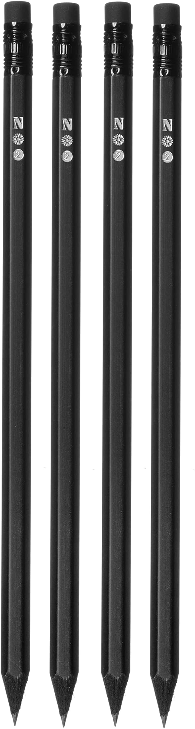Notsu 4pc Black Pencils #2 Set | All Black Wood Writing Pencils with Travel Case