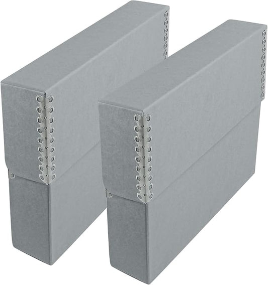 Lineco Archival Document Storage Box, Gray, 12.5" x 10.5" x 2.5" | Letter-Sized, Metal Edge, Acid-Free Boxboard Case, Organize Files, Prints, Photos, Pack of 2
