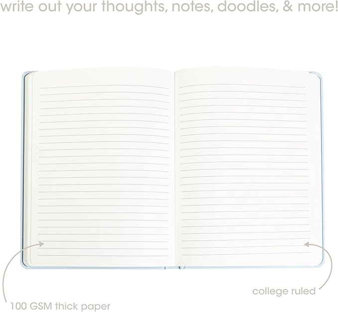 Pearhead Hardcover Journal Notebook 6x8 – Blue Swan College-Ruled Writing Journal with 200 Lined Pages for Notes, Work & Journaling (Pack of 2)