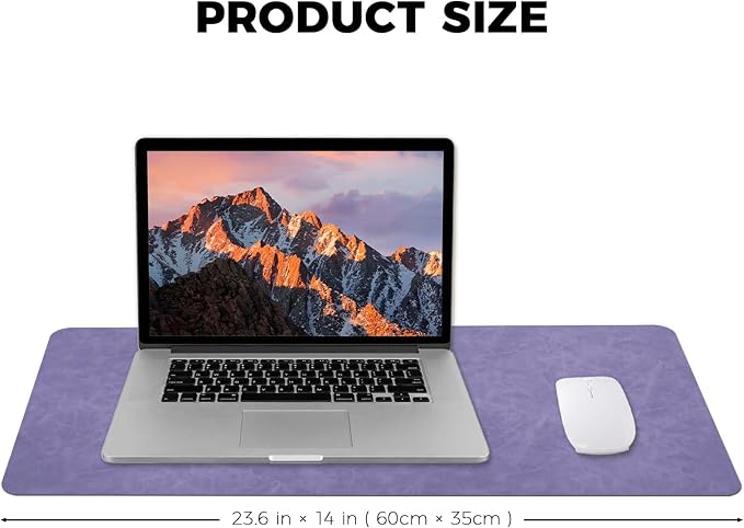 CHEERYGOO Leather Office Desk Pad Protector, Non-Slip PU Leather Desk Blotter, Waterproof Laptop Writing Mouse Pad for Office and Home,23.6"x 13.8" M Purple