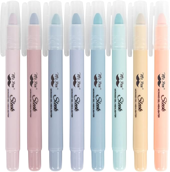 Mr. Pen- No Bleed Gel Highlighters, Morandi Colors, 8 Pack | Bible Highlighters and Pens No Bleed, Bible Markers for Study, Journaling, School Supplies and Accessories