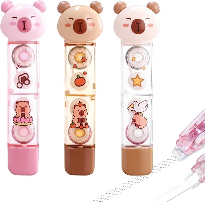 2 in 1 Correction Tape and Double Sided Tape Roller, Cute Quick Dry Japan White correction tape,with Permanent Double Sided Adhesive Tape Roller,for School Office Supplies