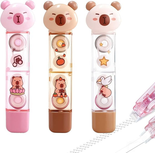 2 in 1 Correction Tape and Double Sided Tape Roller, Cute Quick Dry Japan White correction tape,with Permanent Double Sided Adhesive Tape Roller,for School Office Supplies