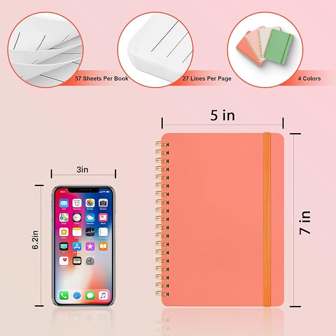 12 PCS Spiral Notebook, Spiral Journal Notebook, Notebooks for Work, Note Taking, School, Small Notebooks with Strap, Cute Notebooks for Women