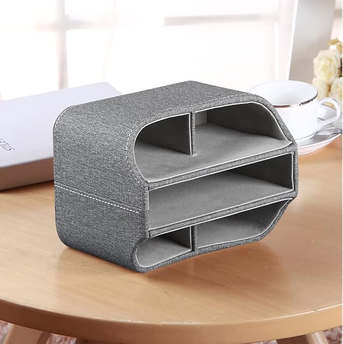 PU Leather 360° Rotatable Remote Control Holder,Nightstand TV Remote Caddy | Office Supplies Desktop Organizer,Spinning Storage Box for Pen,Mail,Phone,DVD, Blu-Ray, Media Player, Heater Controllers