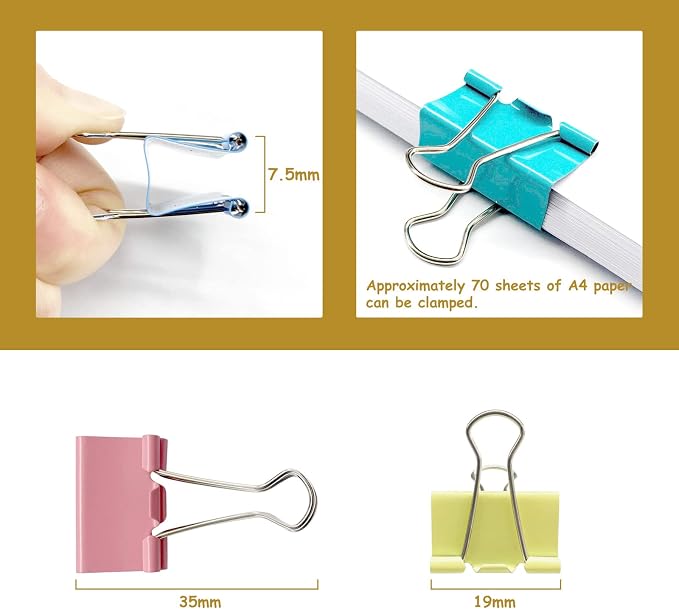 Ykimok 120 Pcs Colored Binder Clips, 3/4inch(19mm), Small Size for Office Supplies, 4 Vibrant Colors